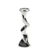 Świecznik ceramiczny srebrny O 11 x 32 cm – doda blasku wnętrzu