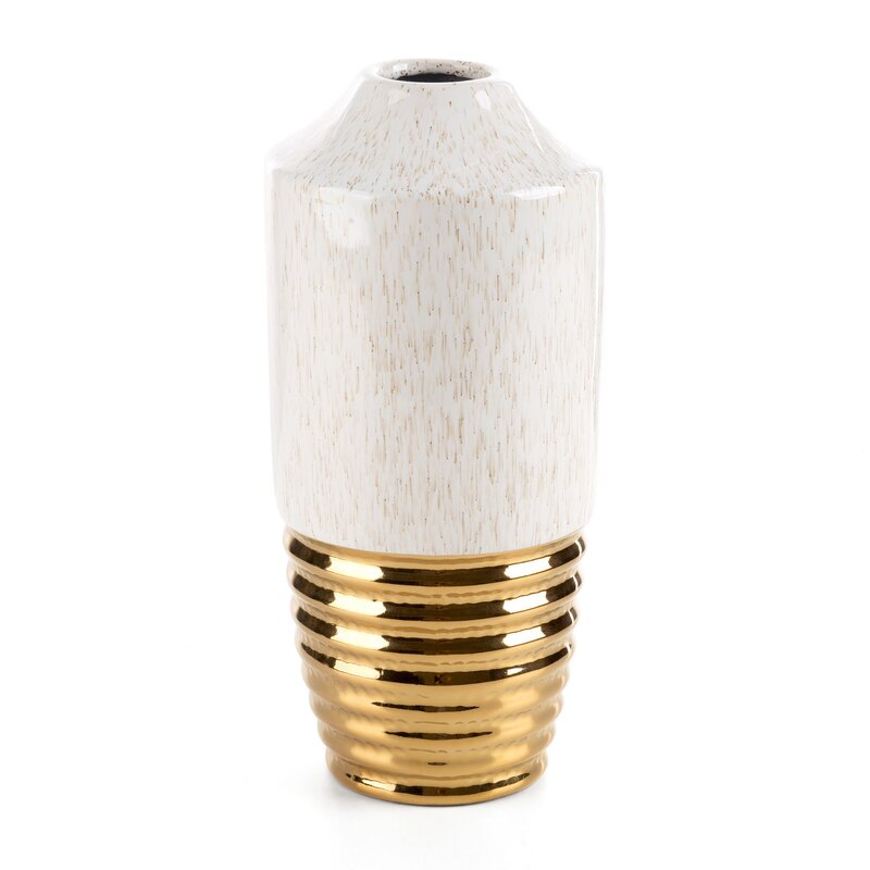 Wazon ceramiczny ARI (01) beżowy O 14 X 30 CM – na kwiaty i susze
