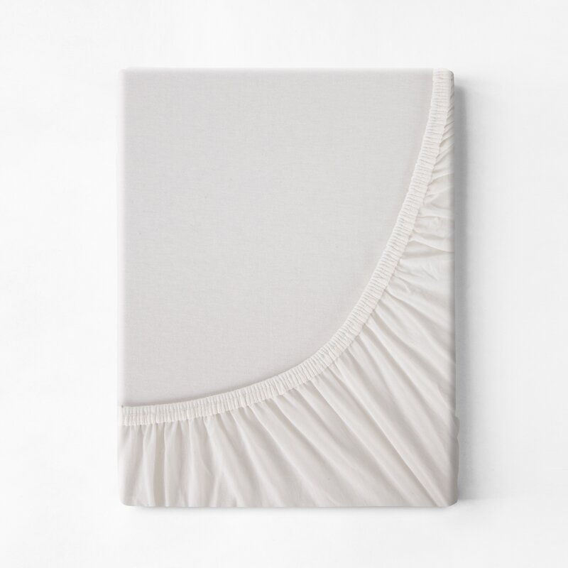 Prześcieradło jersey jasnokremowe 120 x 200 x 25 cm – miękkie i oddychające
