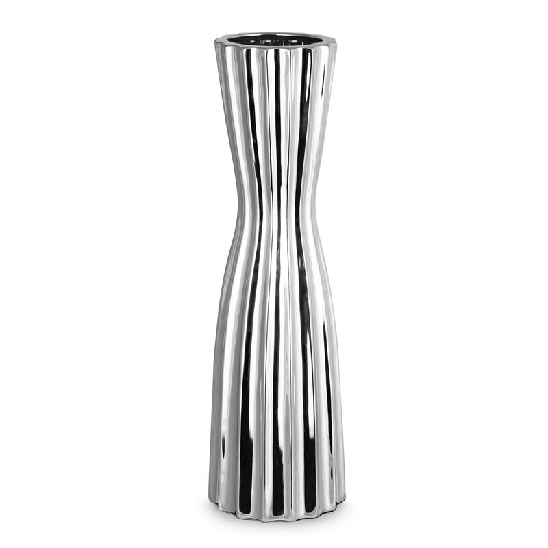 Wazon ceramiczny Leila srebrny 14 x 14 x 46 cm – na suszone kwiaty