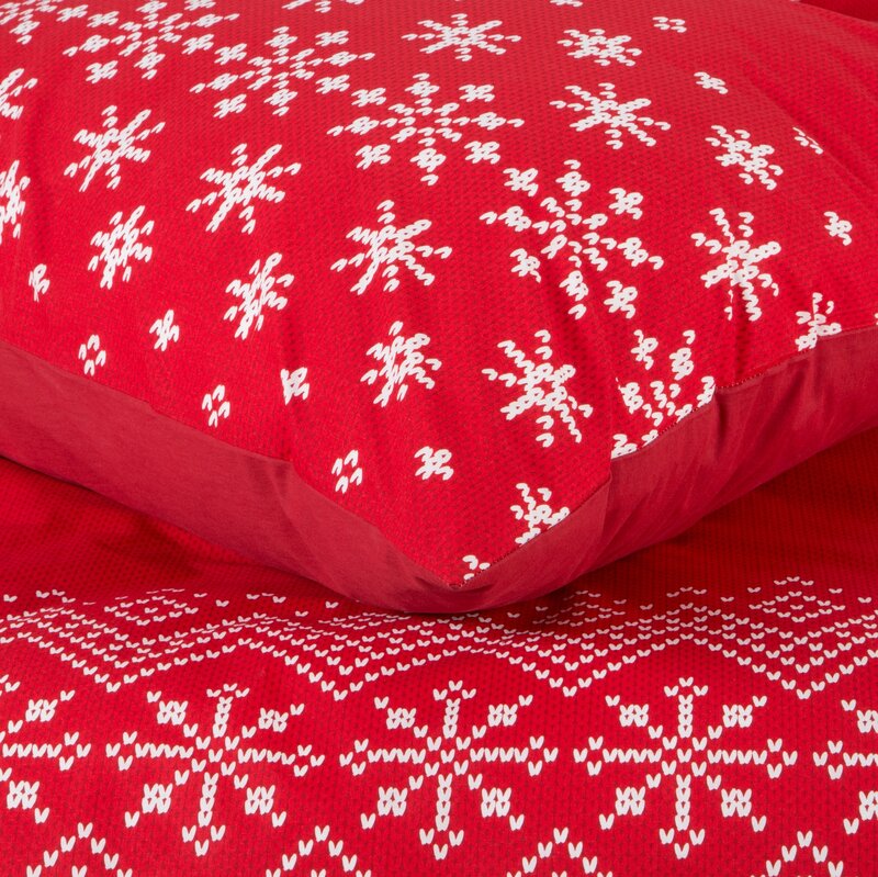 Komplet pościeli z mikrowłókna Bożonarodzeniowa NOEL2 czerwona 220X200 – miękka i ciepła