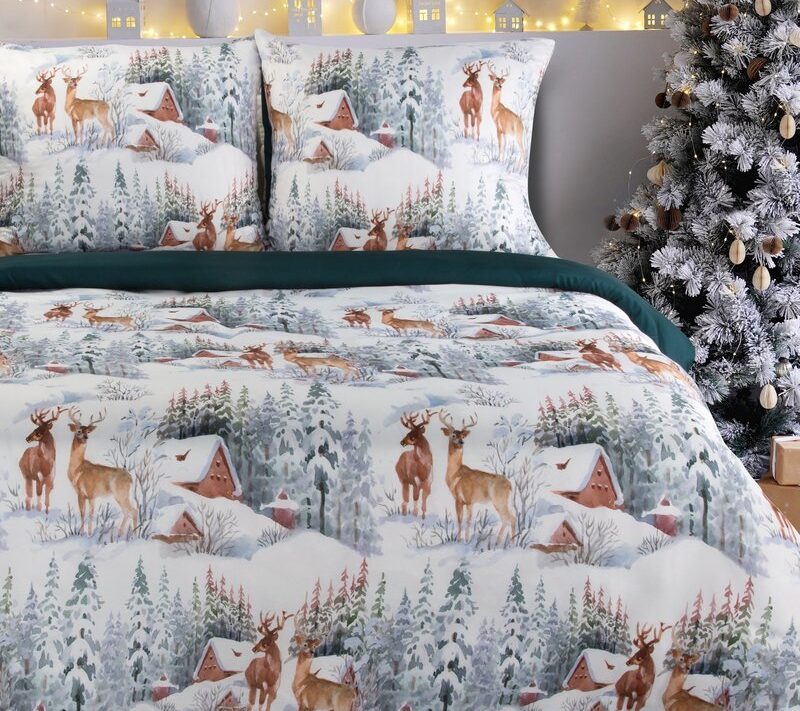 Komplet pościeli świątecznej Fairyland biała 220 X 200 cm – miękka i przytulna