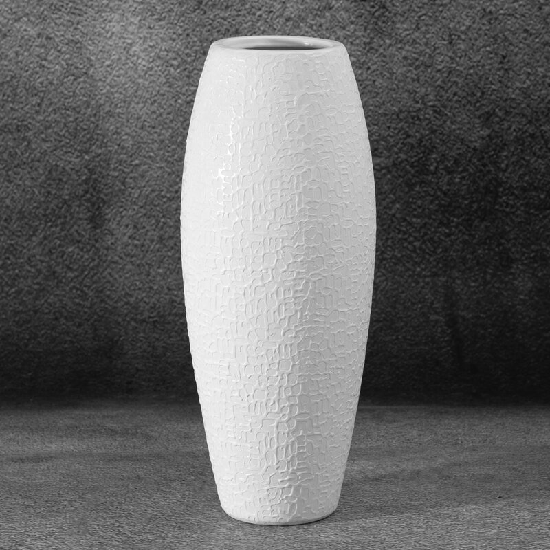 Wazon ceramiczny Riso biały fi 12 x 30 cm – na susze i kwiaty