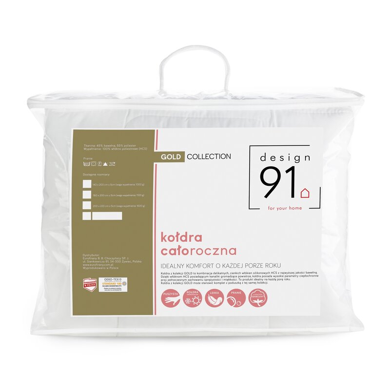 Kołdra DESIGN91 biała 180 x 200 cm – zapewniająca komfort snu