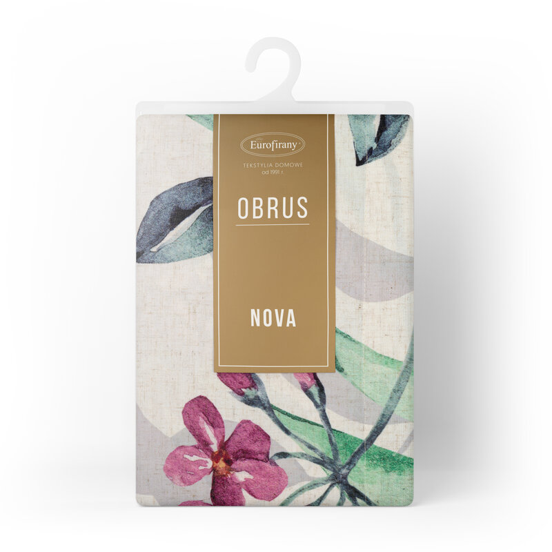 Obrus z nadrukiem biały 140 x 280 cm – doda lekkości stołowi