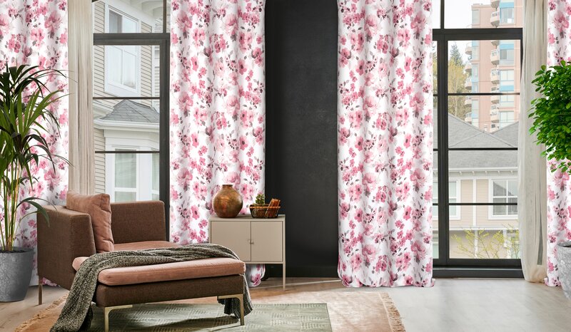 Zasłona gotowa Caren biała 140 X 250 cm – z kwiatowym wzorem