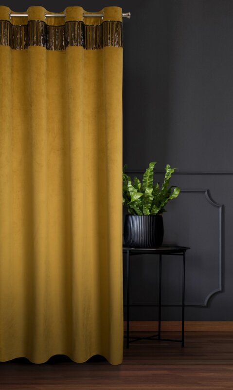 Zasłona gotowa Jasper złota 140 X 250 cm – welwetowa z cekinami