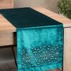 Bieżnik welwetowy Royal 2 ciemnoturkusowy 35 X 140 CM – aksamitny w dotyku