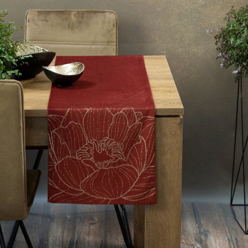 Obrus błyszczący Blink ceglasty 35 x 180 cm – doda szyku na stół