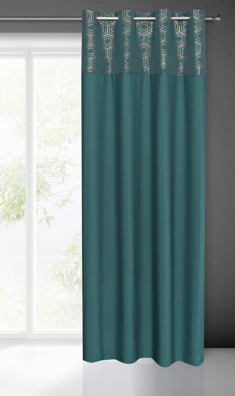 Zasłona gotowa Dafne turkusowa 140 X 250 cm – ze złotym nadrukiem
