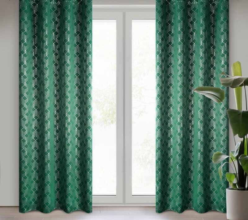 Zasłona gotowa zielona 140 x 250 cm – zapewnia zaciemnienie