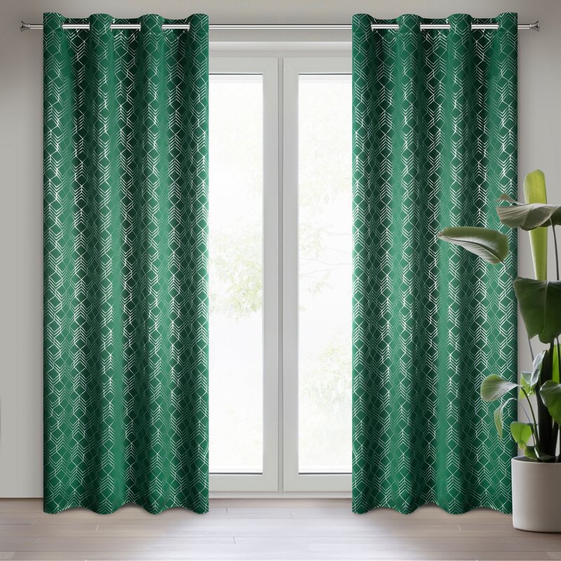 Zasłona gotowa zielona 140 x 250 cm – zapewnia zaciemnienie