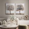Obraz ręcznie malowany z motywem drzewa biały 50 X 70 cm – tworzy harmonię