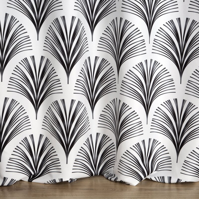 Zasłona gotowa KARIN biała 140 X 250 CM – z geometrycznym wzorem Art Deco
