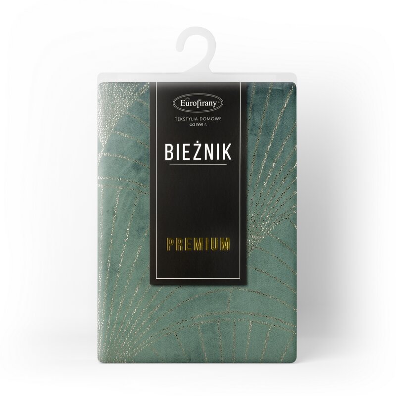 Bieżnik welurowy Blink 14 ciemnomiętowy 35 x 140 cm – doda blasku stołu