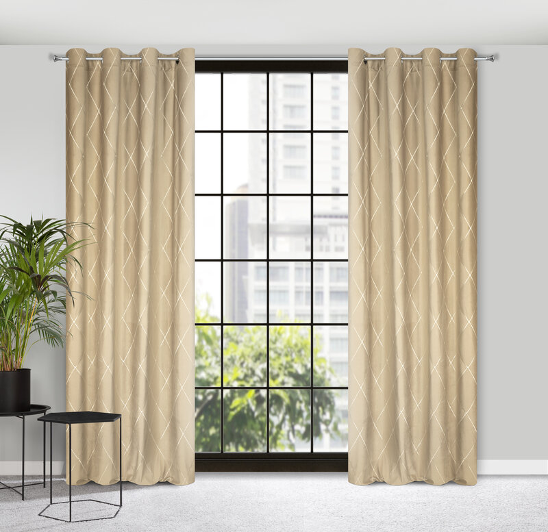 Zasłona dekoracyjna Pierre Cardin Margo beżowa 140 X 250 cm – do salonu i sypialni