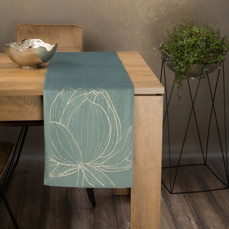 Obrus błyszczący BLINK 12 ciemnomiętowy 35 x 220 cm – dodaje luksusu