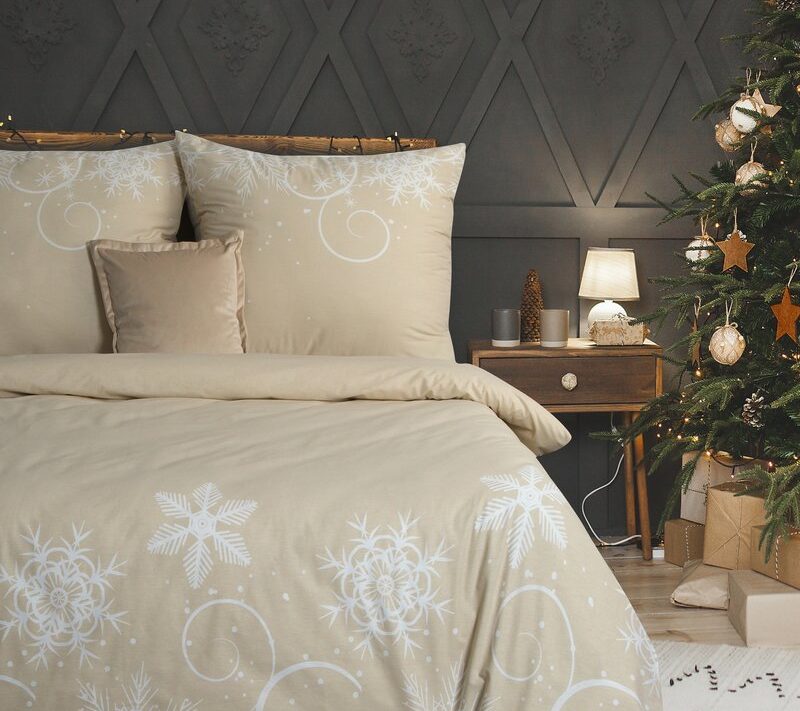 Komplet pościeli świątecznej Santa6 beżowy 220 X 200 CM – dla świątecznej atmosfery