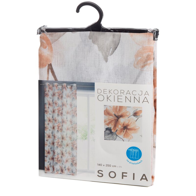 Firana gotowa Sofia biała 140 X 250 cm – delikatny kwiatowy wzór