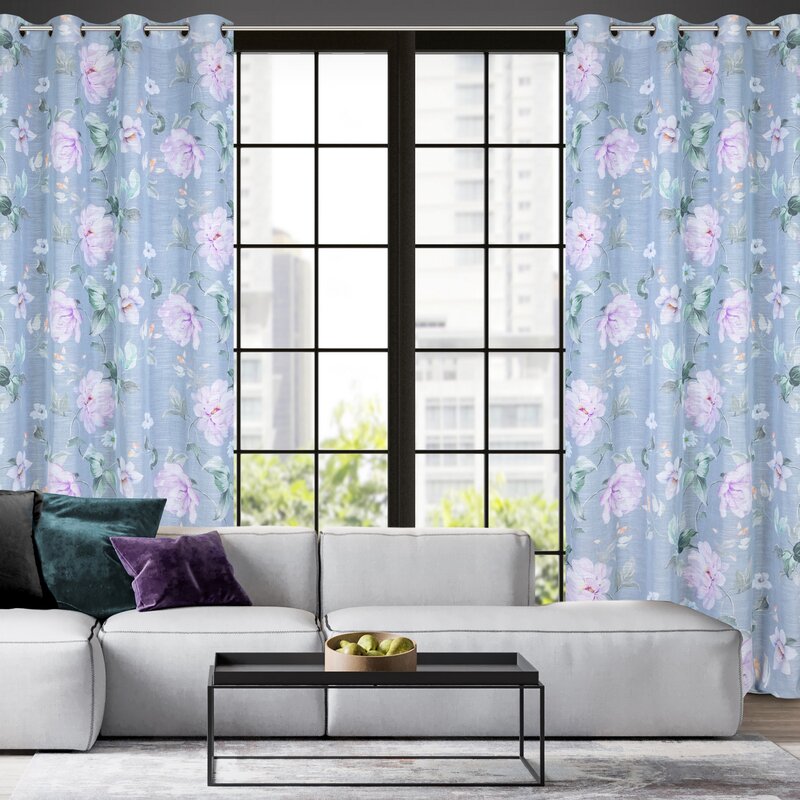 Zasłona gotowa Flora popielata 140 x 250 cm – subtelnie filtruje światło