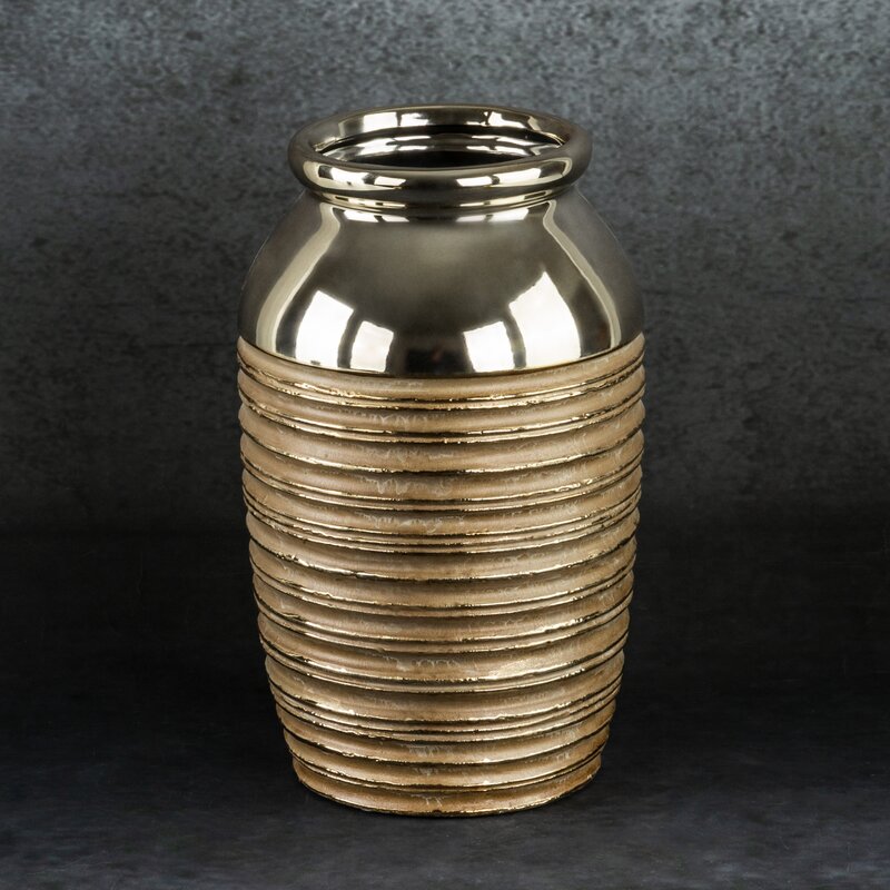 Wazon ceramiczny DORI złoty fi 17 x 28 cm – na suszone kwiaty