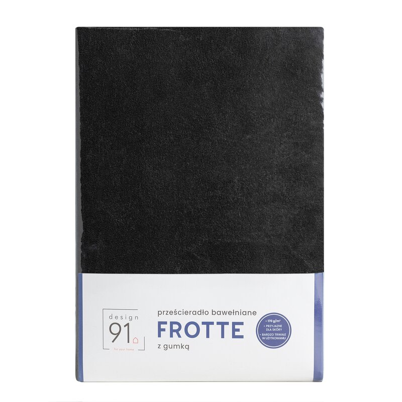 Prześcieradło frotte czarne 160x200 cm – idealne na cały rok