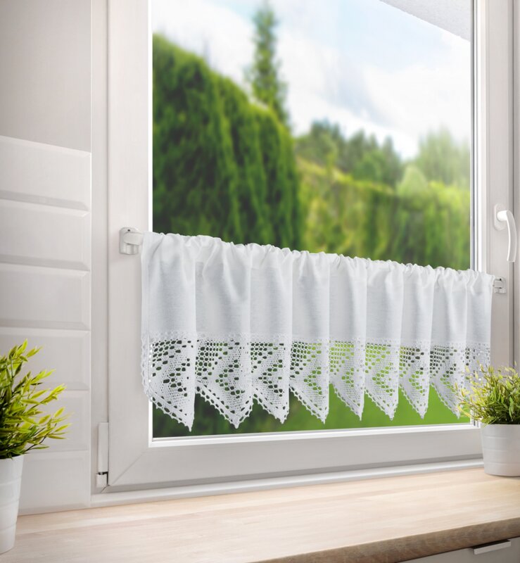Firana gotowa Isaac biała 150 x 30 cm – do kuchni i jadalni