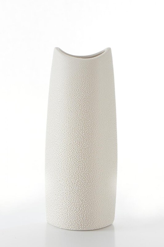 Wazon ceramiczny RISO kremowy 14 x 9 x 35 cm – na susze i kwiaty