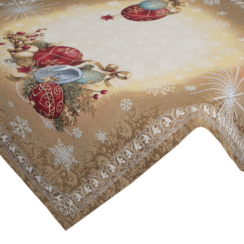 Obrus gobelinowy świąteczny złoty 100x100 – trwały i elegancki
