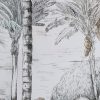 Obraz ręcznie malowany palmy szary 45 X 60 X 2.5 CM – tworzy wakacyjny klimat
