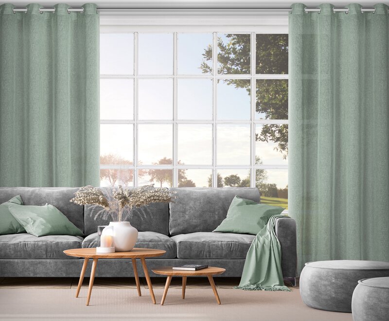Firana gotowa Angelica strukturalna eko miętowa 140 X 250 cm – łatwa w pielęgnacji