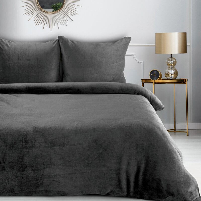 KOMPLET POŚCIELI FLANO 2 160 X 200 CM STALOWY
