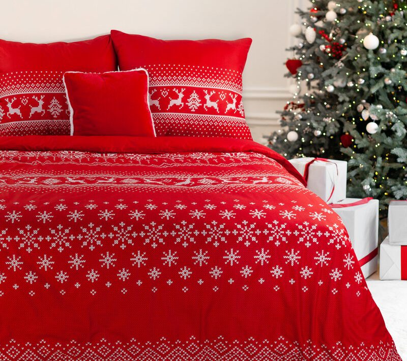Komplet pościeli świątecznej NOEL02 czerwony 220 X 200 cm – komfortowy sen