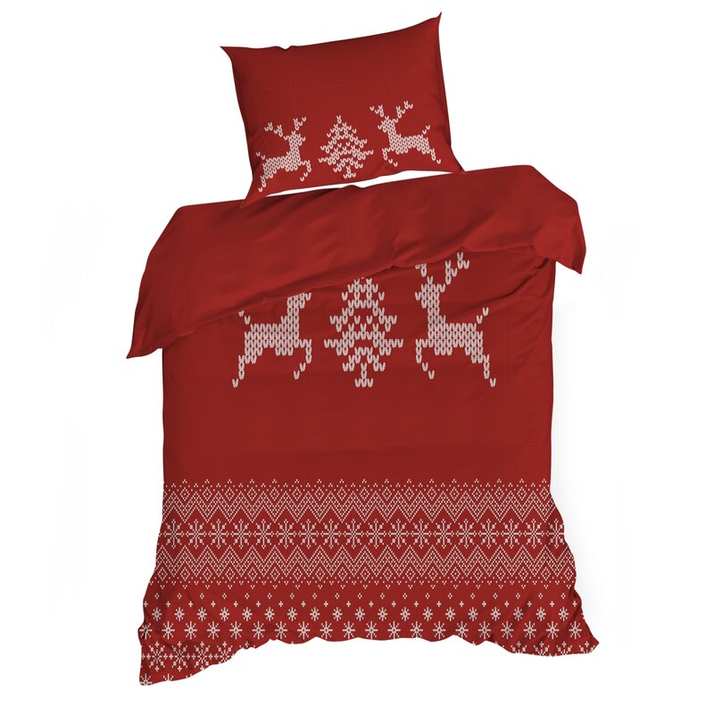 KOMPLET POŚCIELI ŚWIATECZNEJ NOEL01 160 X 200 CM CZERWONY