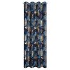 Zasłona gotowa RINA granatowa 140 X 250 cm – z motywem botanicznym