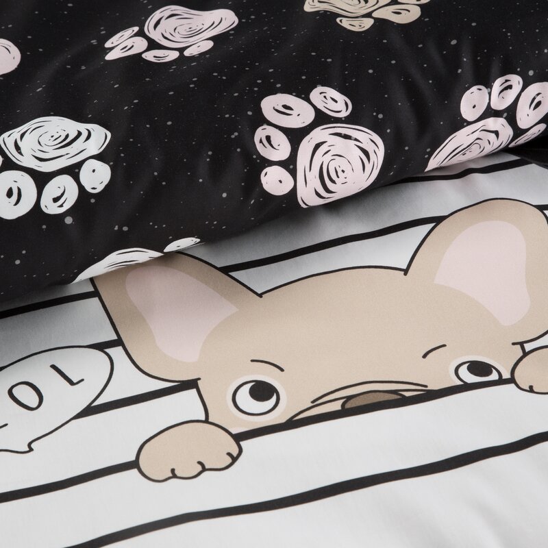Pościel bawełniana D91 KID 12 biała 160 X 200 cm – z wesołym wzorem piesków