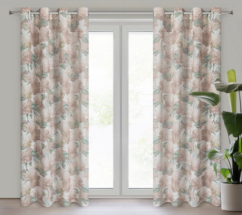 Zasłona gotowa kwiatowa naturalna 140 x 250 cm – rozjaśnia wnętrze