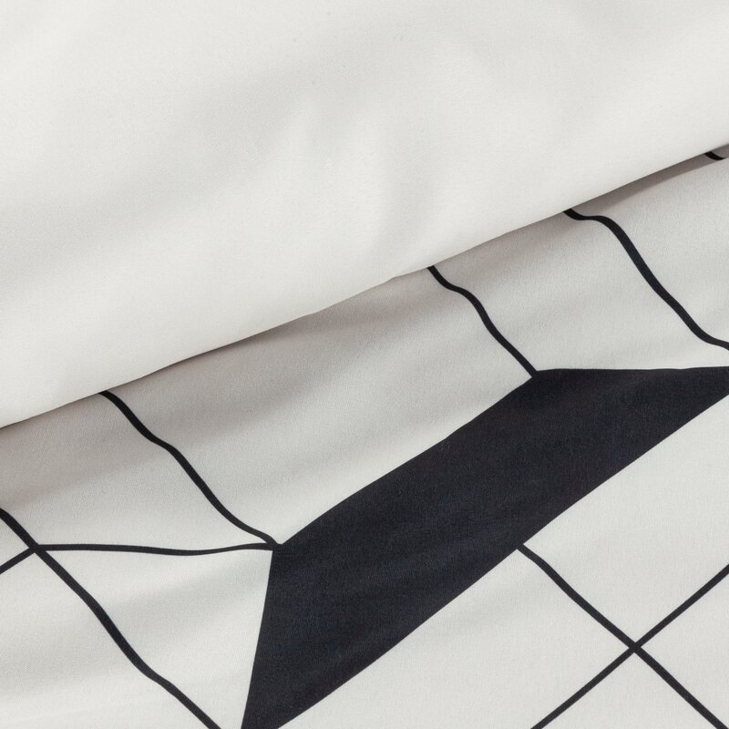 Pościel z mikrofibry D91 Geo 01 kremowa 160 X 200 CM – geometryczny wzór