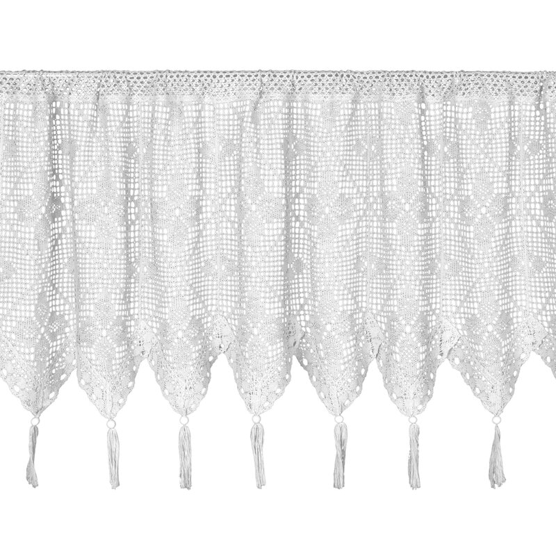 Zazdrostka ażurowa biała 150 x 60 cm – z kwiatowym wzorem