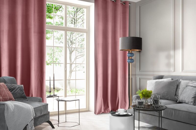 Zasłona gotowa D91 pudrowy róż 140 x 250 cm – zaciemniająca i miękka