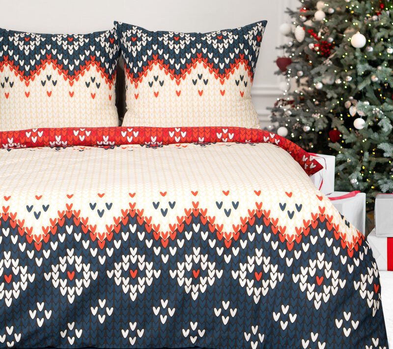 Pościel świąteczna SW/NORDIC kremowa 160x200 cm – 100% bawełna