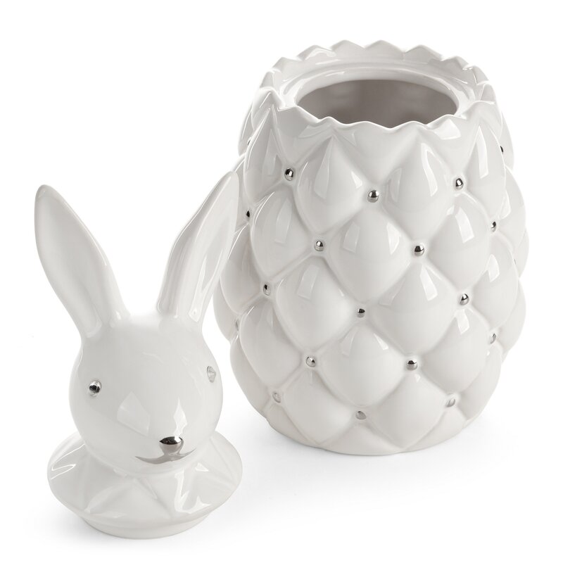 Wazon ceramiczny królik biały 14 x 30 cm – idealny na dekoracje