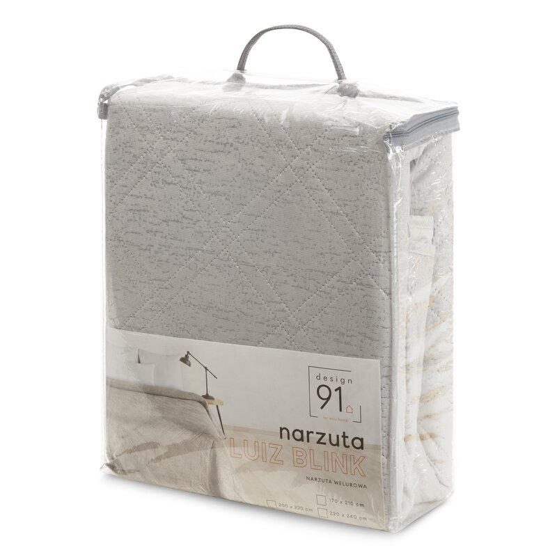 Narzuta welurowa D91 Luiz srebrna 220 x 240 cm – dodaje blasku sypialni