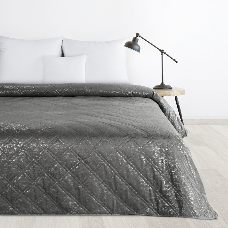 Narzuta welurowa D91 Luiz stalowa 220 x 240 cm – miękka i stylowa