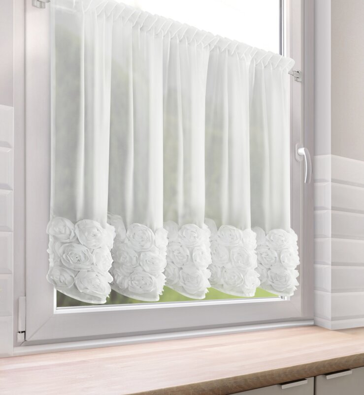 Zasłona gotowa Roses 11 biała 150 X 90 CM – subtelnie filtruje światło