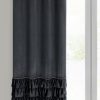 Zasłona gotowa z falbanami czarna 140 x 250 cm – zaciemnia pomieszczenie