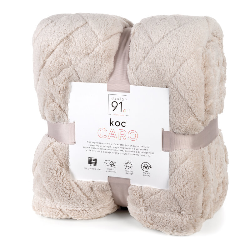 Koc flanelowy Caro beżowy 170 x 210 cm – ciepły i puszysty