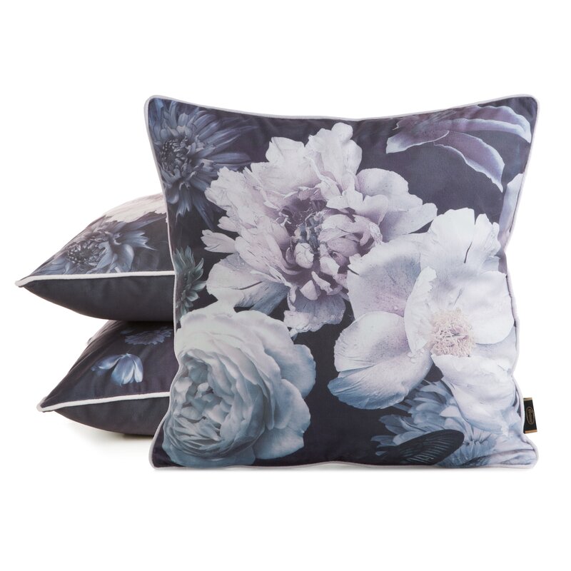 Poszewka Velvet florystyczna fioletowa 45 x 45 cm – doda uroku wnętrzu