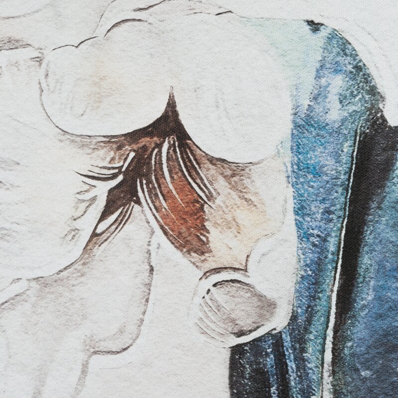 Obraz ręcznie malowany z kwiatami beżowy 50 X 70 CM – ożywia wnętrze