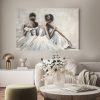Obraz ręcznie malowany baletnice szary 120 X 80 – tworzy romantyczny nastrój